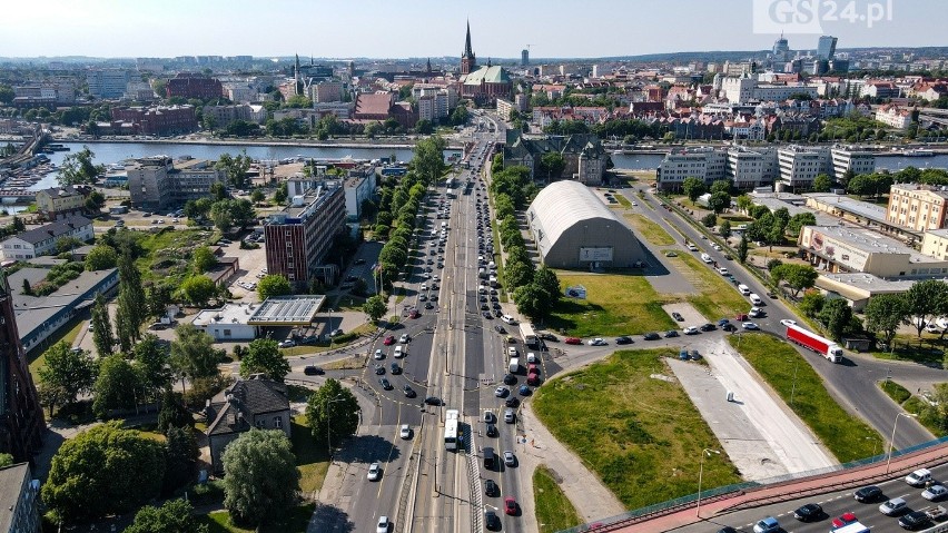 Tymczasowe rondo na ul. Energetyków w Szczecinie