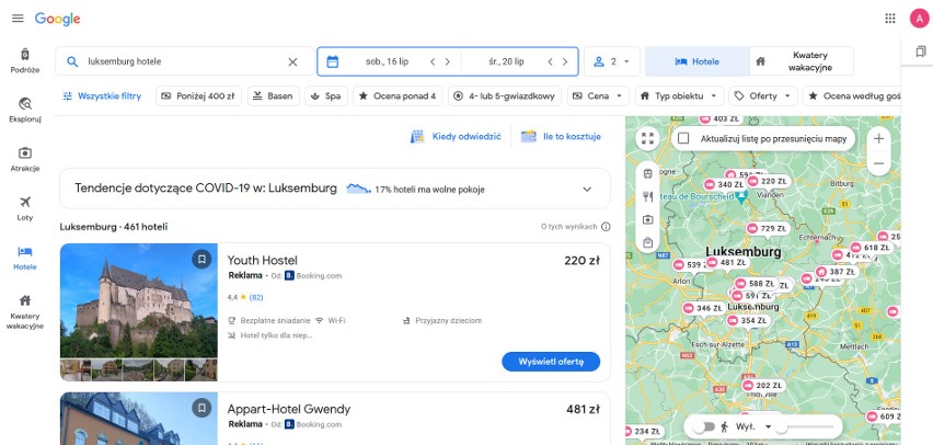 Google Hotele to oczywiście opcja, która pozwoli nam znaleźć...