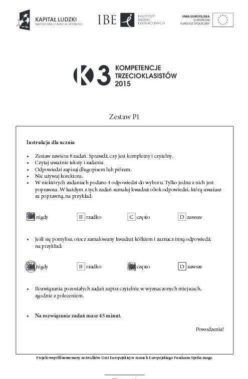 Sprawdzian Trzecioklasisty OBUT 2015 [ARKUSZE, PYTANIA, ZADANIA