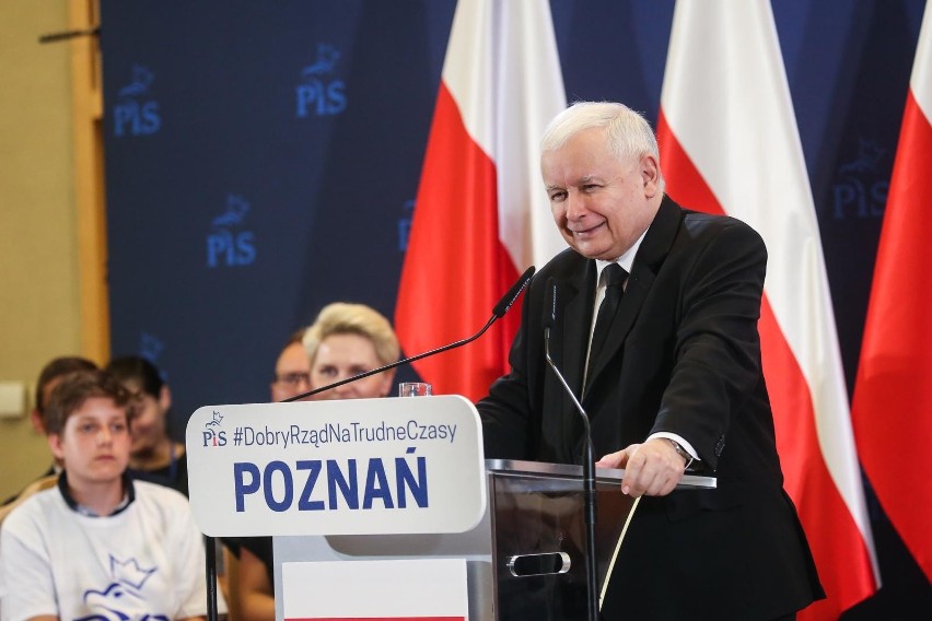 Jarosław Kaczyński podczas spotkania w Poznaniu. Prezes PiS...