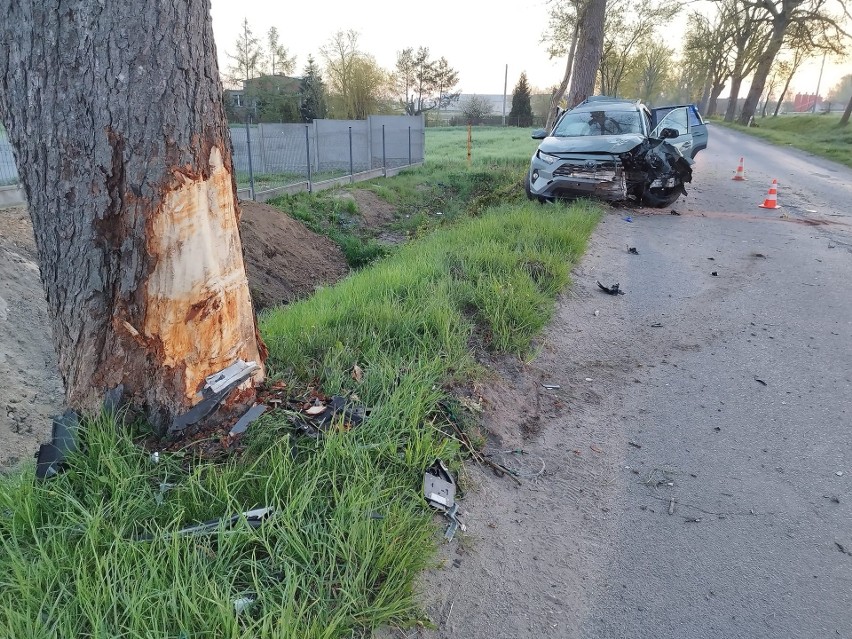 W Wilczych Błotach kierowca uderzył w drzewo