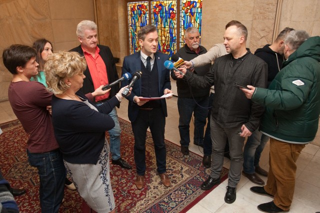 Konferencja prasowa w Urzędzie Miejskim w Słupsku.