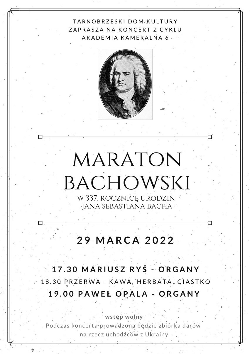 Maraton Bachowski 29 marca w Tarnobrzeskim Domu Kultury. Utwory Jana Sebastiana Bacha zagrają Mariusz Ryś i Paweł Opala