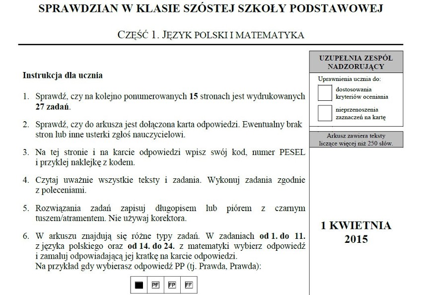 Sprawdzian szóstoklasisty 2015. Język polski i matematyka. Są już arkusze CKE! (SPRAWDŹ ODPOWIEDZI)