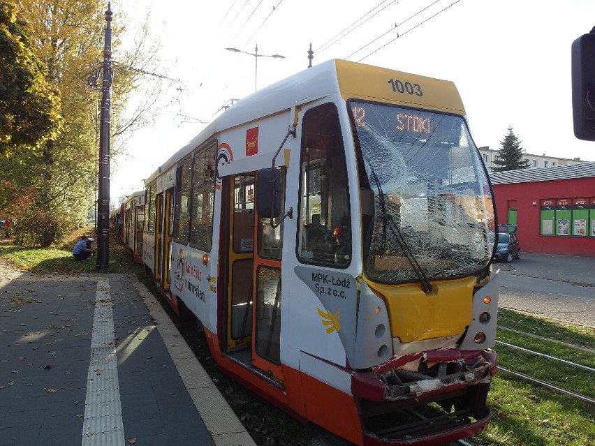 Zderzenie tramwajów MPK Łódź na Bratysławskiej przy...