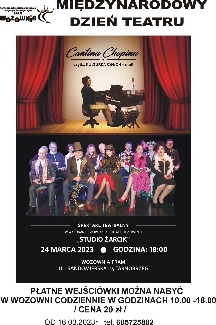 Tarnobrzeg. Dwa spektakle na scenie Wozowni z okazji Międzynarodowego Dnia Teatru. Zobacz program na 24 i 25 marca