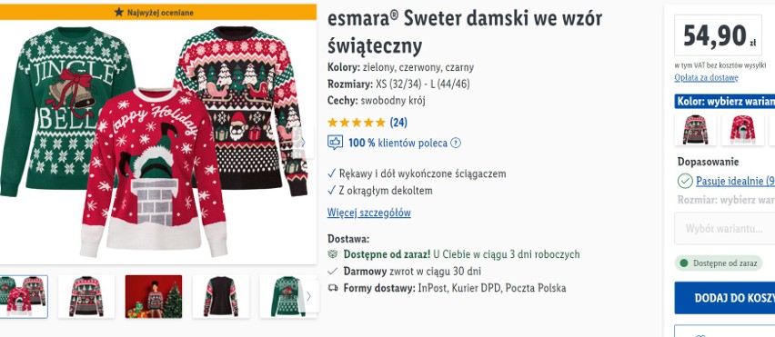 Sweter we wzór świąteczny, Lidl, 54,90 zł.