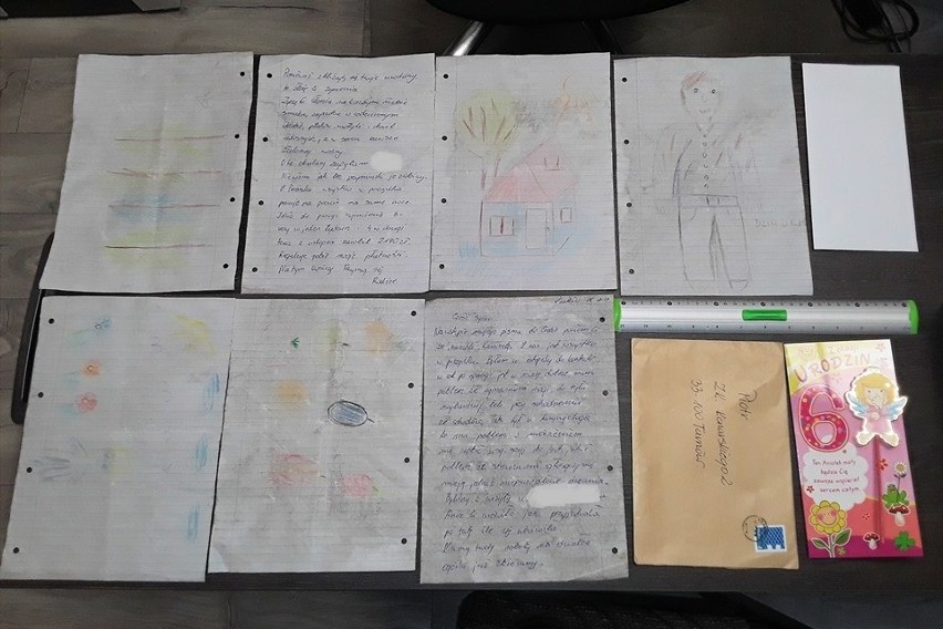 Kartka urodzinowa i dziecięce rysunki nasączone narkotykiem w liście wysłanym do tarnowskiego więzienia