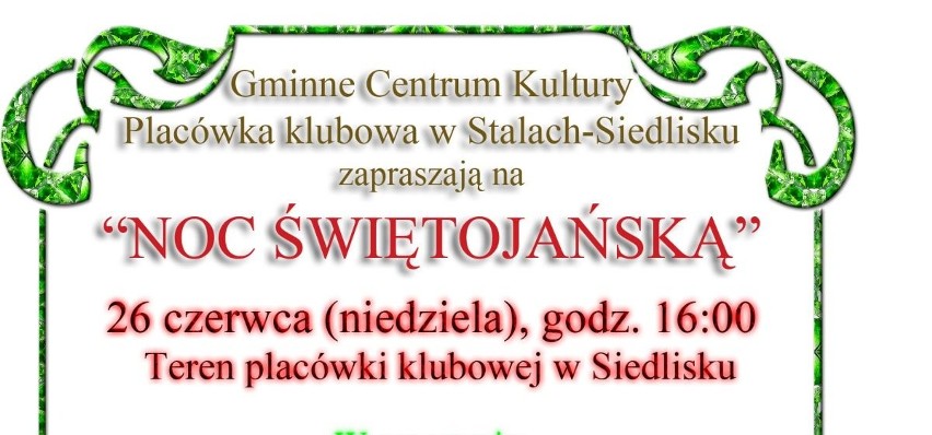 Noc świętojańska z atrakcjami w Siedliskach już w niedzielę 