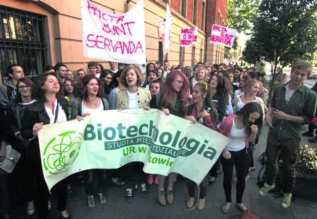 Wczorajszy protest studentów Uniwersytetu Rolniczego