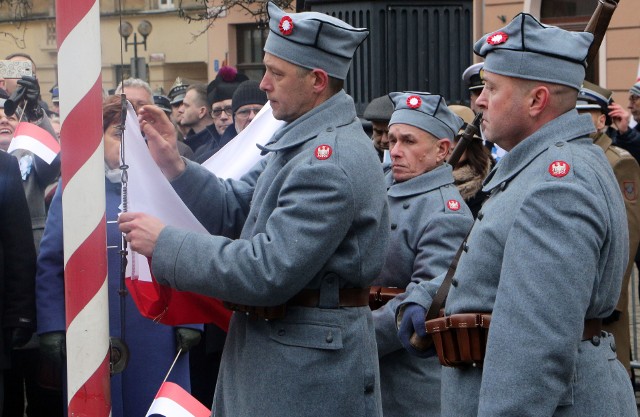 23 stycznia 2020 r. - uroczystości patriotyczne na Rynku w Grudziądzu  w 100. rocznicę powrotu miasta do Polski, z udziałem członków grup rekonstrukcji historycznej