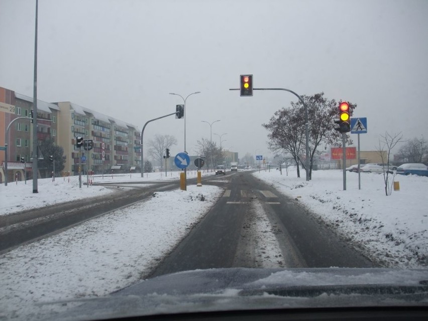 Trudne warunki drogowe w Bialymstoku.