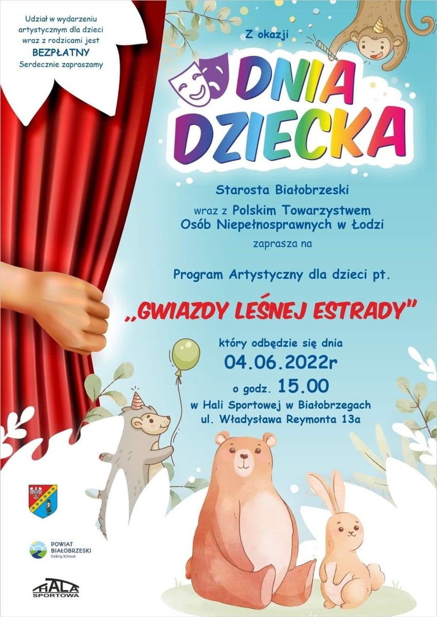 Dzień Dzień Dziecka z "Gwiazdami Leśnej Estrady" w białobrzeskiej hali sprotowej. Zaproszone są dzieci z całego powiatu 