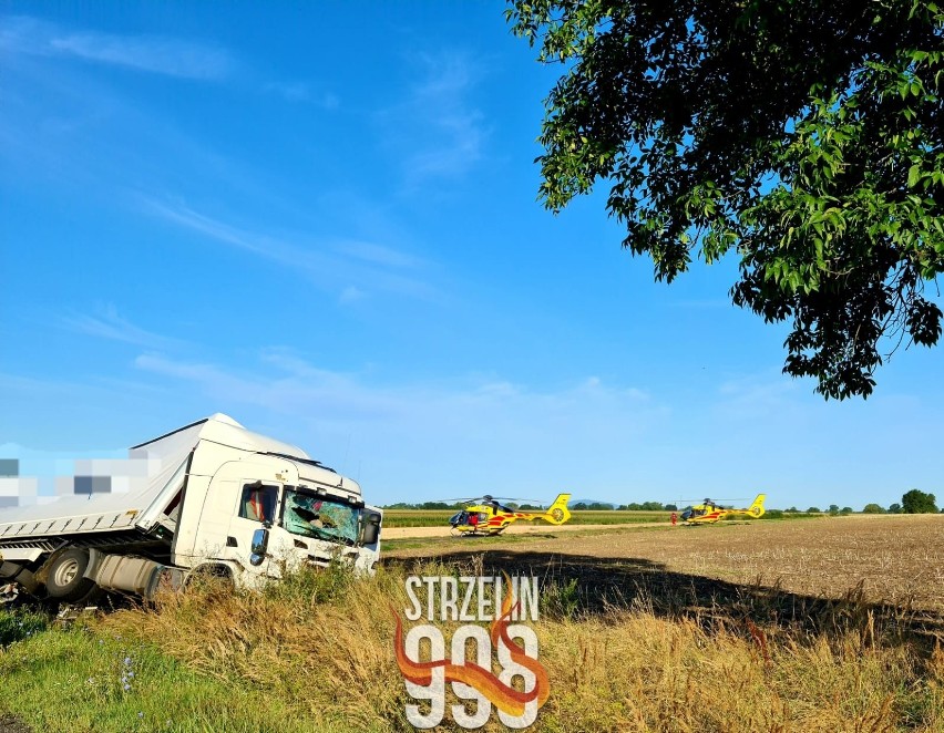 Sześć osób rannych po wypadku busa i ciężarówki. Zablokowana droga krajowa