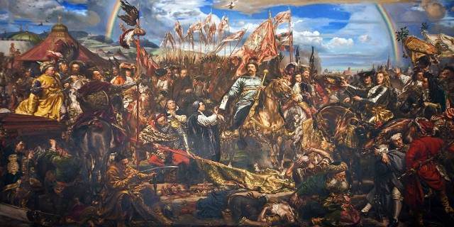 Jan Matejko "Jan Sobieski pod Wiedniem".  Obraz,  który powstał w latach 1882-83, znajduje w zbiorach Muzeów Watykańskich