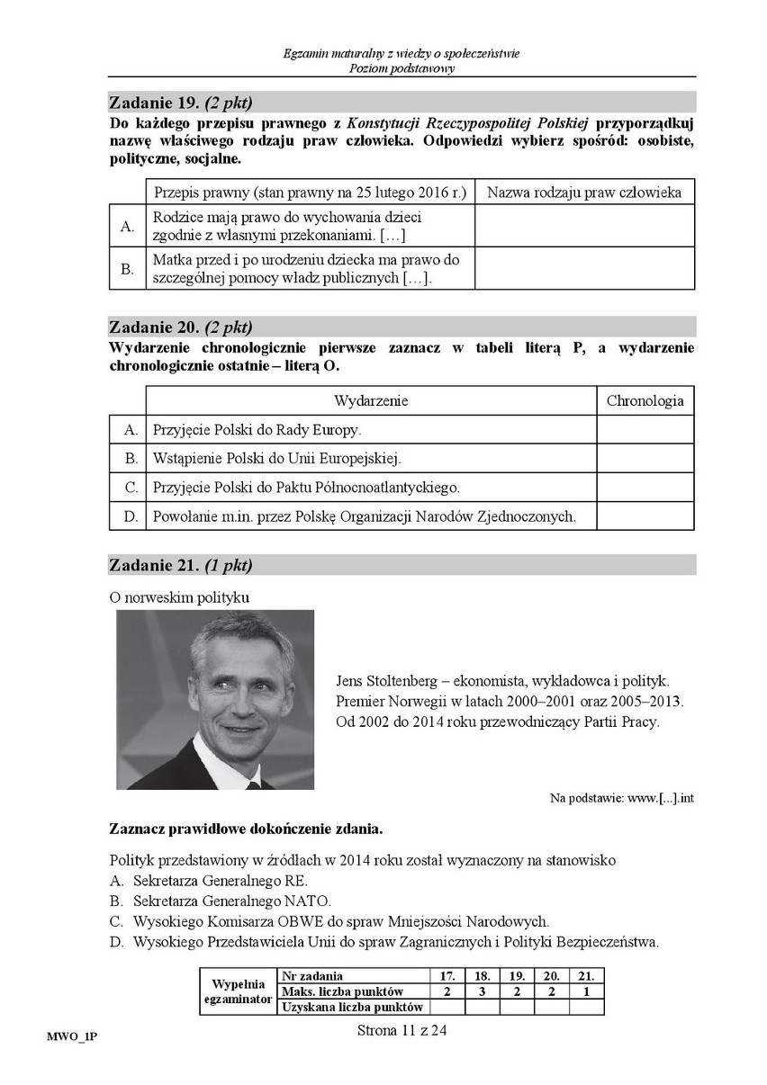 Stara matura 2016: WOS podstawa [ODPOWIEDZI, ARKUSZ CKE]