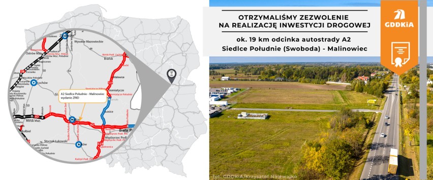 Autostrada na wschód od stolicy. Jest pozytywna decyzja na budowę kolejnego odcinka A2