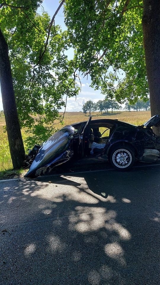 Kolizja koło Pobłocia. Auto uderzyło w drzewo [ZDJĘCIA]