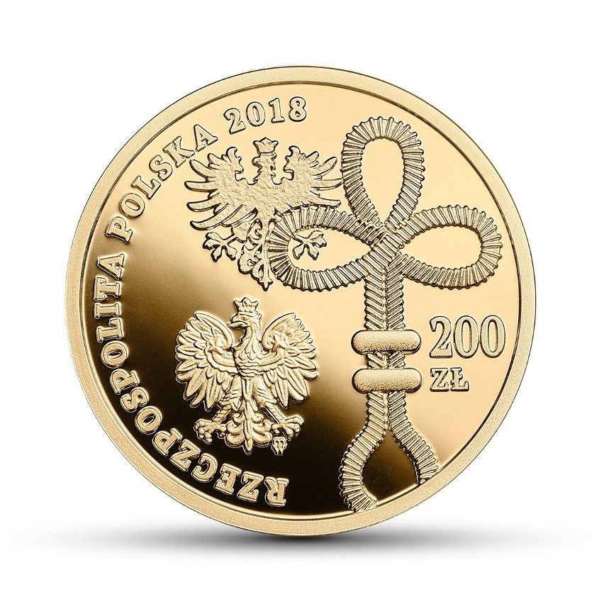 Złota moneta o nominale 200 zł...