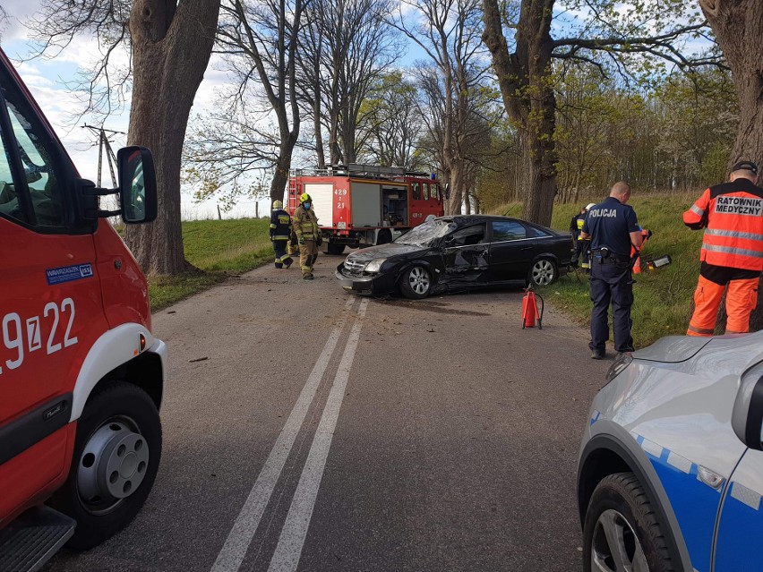 Wypadek w Czaplinku. Uderzył autem w dwa drzewa [zdjęcia]