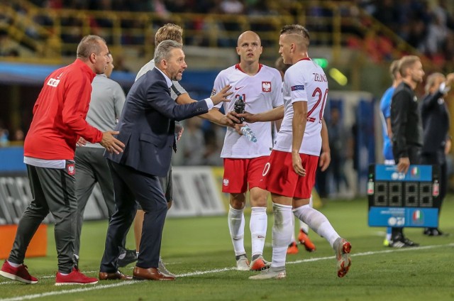 07.09.2018 wlochy. bolonia.  stadion dall'ara.  liga narodow.   mecz  wlochy - polska. nz.  piotr zielinski - 20 , trener jerzy brzeczek fot. karolina misztal / polska press/dziennik baltycki