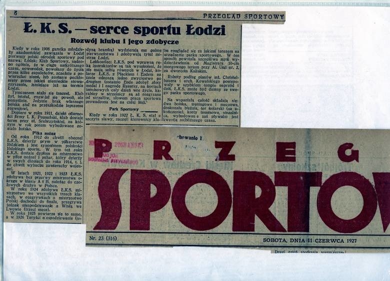 Oryginalne wycinki z Przeglądu Sportowego z 1927 roku