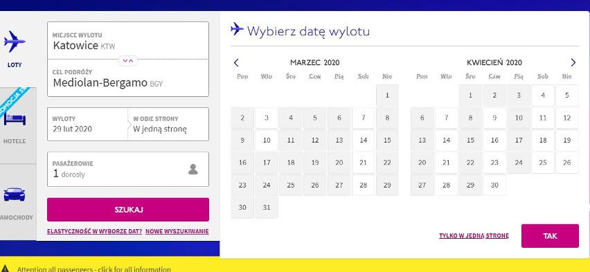 Linie Wizz Air ograniczają loty do Włoch w marcu i kwietniu...