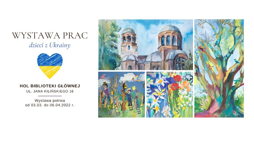 Inowrocław. Wystawa prac malarskich dzieci z Ukrainy w holu biblioteki. Zobaczymy obrazki z różnych miast
