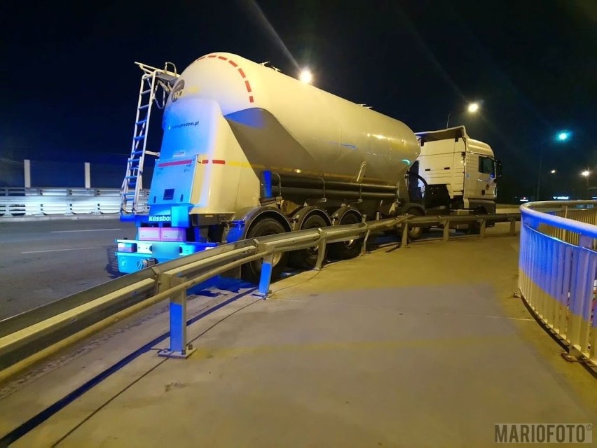 Pijany kierowca ciężarówki uderzył w barierę wiaduku na ul....