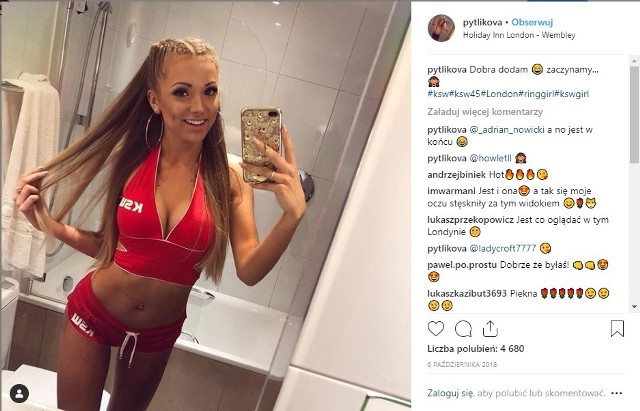 Modelka Karolina Pytlik postanowiła zakończył współpracę z KSW. W ekipie KSW Ring Girls była od 2016 r. Oficjalny profil grupy na Facebooku napisał: "Będzie nam Cię brakować Karolina. Twojego marudzenia, liczenia każdej kalorii i uśmiechu małej dziewczynki, którym powalasz nawet „Hitlera” (managerke KSW GIRLS). Kochamy Cię i będziemy tęsknić. Dzięki za wszystkie, wspólne gale... a jak zmienisz zdanie, to czekamy. —KSW Team (zwłaszcza KSW GIRLS Team)."Trwa kasting na jej następczynię. Tymczasem zobacz, jak Karolina Pytlik ślicznie prezentowała się w barwach KSW.