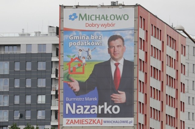 Reklama Michałowa wisząca na jednym z budynków w Białymstoku