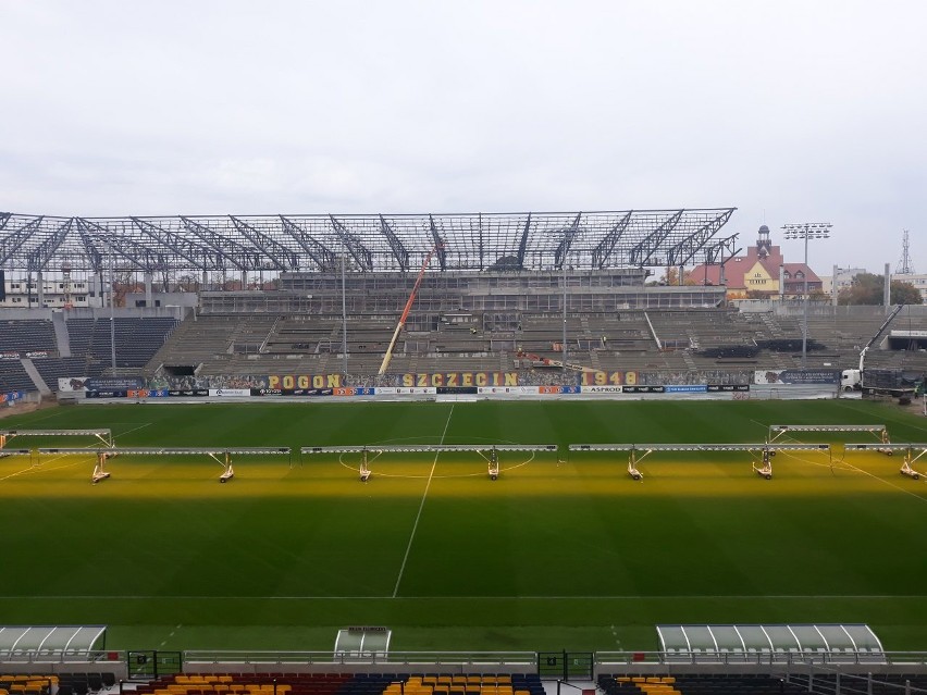 Stadion Pogoni - stan prac na 18 października 2021.