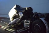 Wypadek koło Sieradza. Zderzenie samochodów ciężarowych, jedna osoba ranna. Zobaczcie zdjęcia