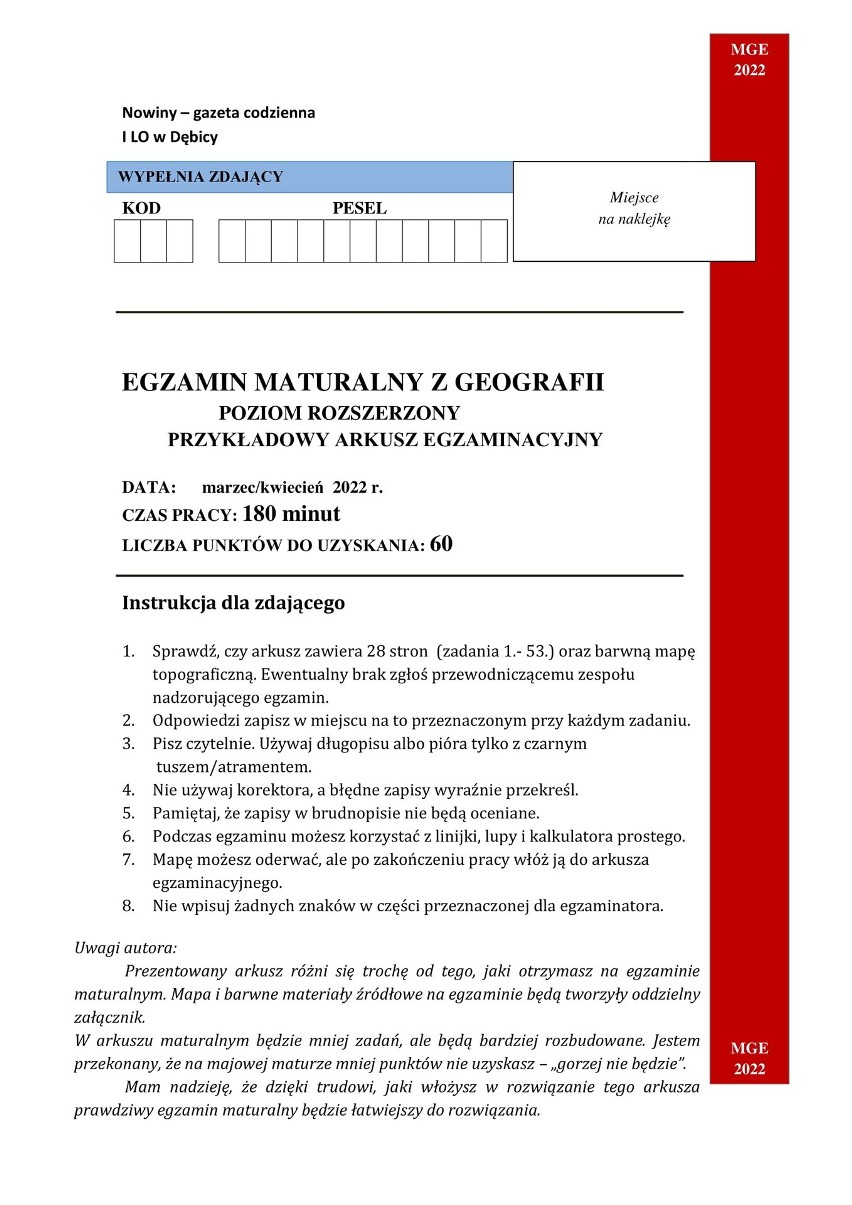 Matura próbna 2022. Geografia (poziom rozszerzony) - ARKUSZE