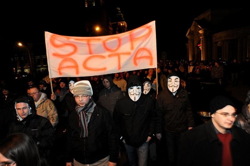 Protest przeciwko ACTA w Szczecinie