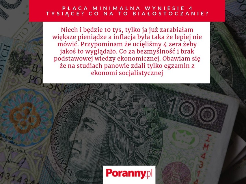 Jarosław Kaczyński: Płaca minimalna wyniesie 4 tysiące złotych brutto. Białostoczanie nie są zadowoleni