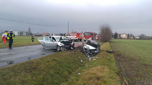 Wypadek w Krępnej (gmina Zdzieszowice).