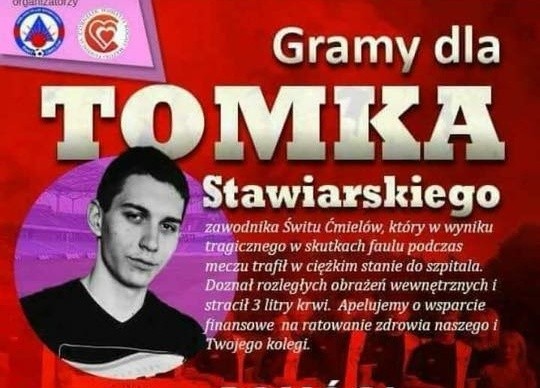 Trwa zbiórka pieniędzy na leczenie i rehabilitację Tomka Stawiarskiego, piłkarza Świtu Ćmielów.