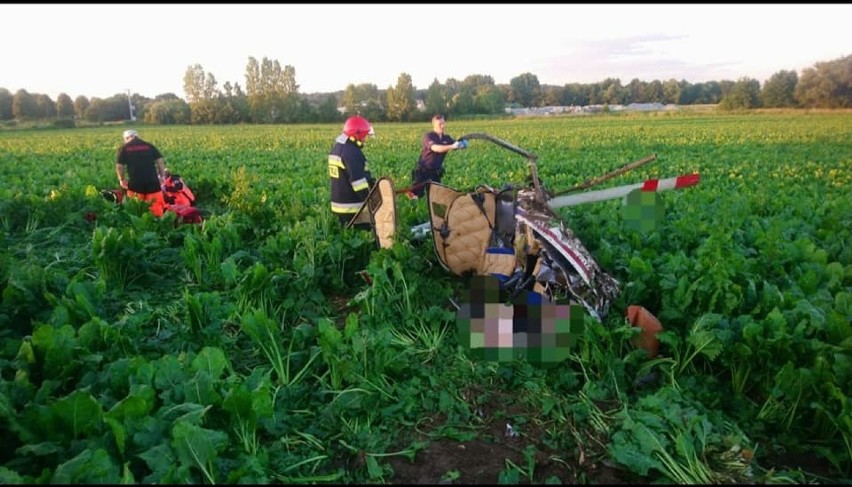 Katastrofa lotnicza w Strzegomiu na Dolnym Śląsku. Rozbił się helikopter. Nie żyją dwie osoby 