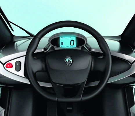 Kokpit Renault Twizy jest prościutki - prędkość, wskaźniki...