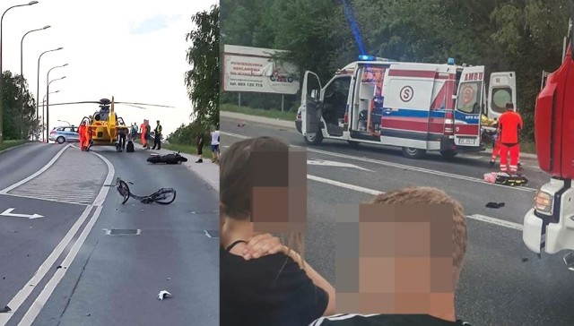 Koszmarny wypadek w Żorach: Rozpędzony motocyklista potrącił rowerzystkę. 16-letnia dziewczyna jest w ciężkim stanie