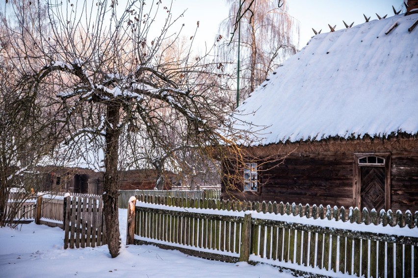 Muzeum Rolnictwa w Ciechanowcu w scenerii zimowej. Zobacz niezwykłe zdjęcia