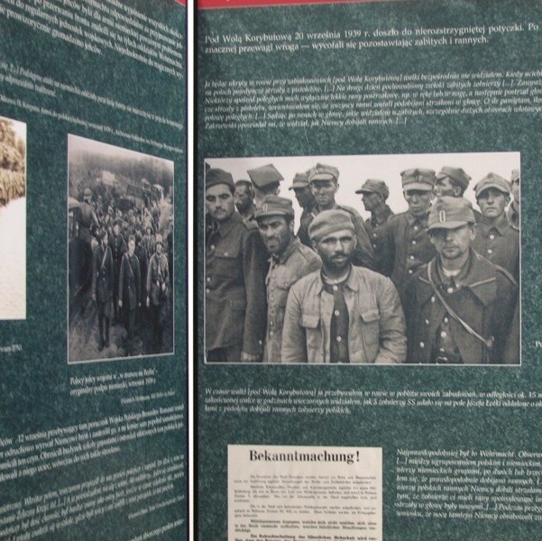 Fragment ekspozycji  IPN zatytułowanej  "Z największą brutalnością... Zbrodnie Wehrmachtu w Polsce, wrzesień - październik 1939"