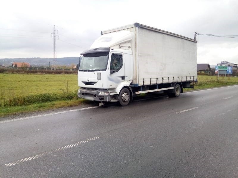 Świniarsko. Zderzenie osobówki z samochodem ciężarowym. Jedna osoba w szpitalu [ZDJĘCIA]