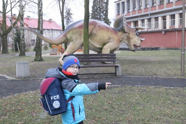 Dinozaur został przeniesiony do ogródka jordanowskiego. Wśród dzieci nie budzi już negatywnych emocji.