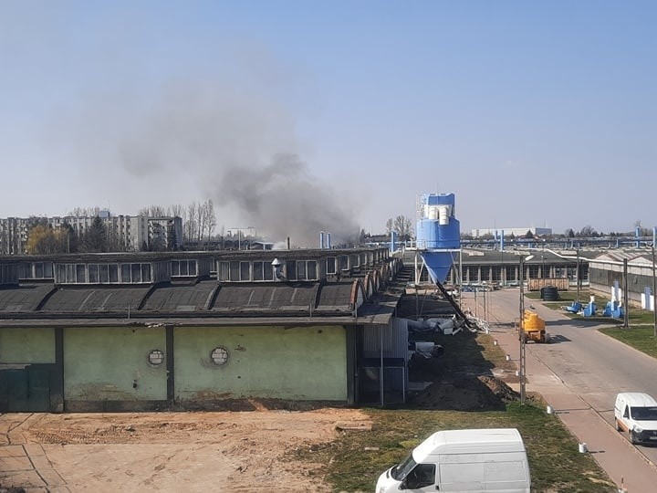 Pożar w fabryce mebli giętych Fameg w Radomsku