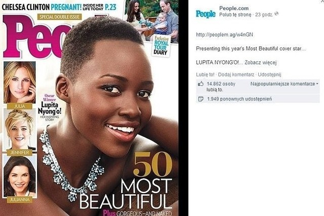 Lupita Nyong'o na okładce magazynu "People" (fot. screen z Facebook.com)