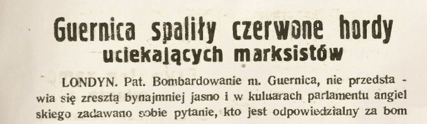 Z kart historii: barbarzyńskie bombardowanie Guerniki. „Święte miasto” Basków obrócone w gruzy