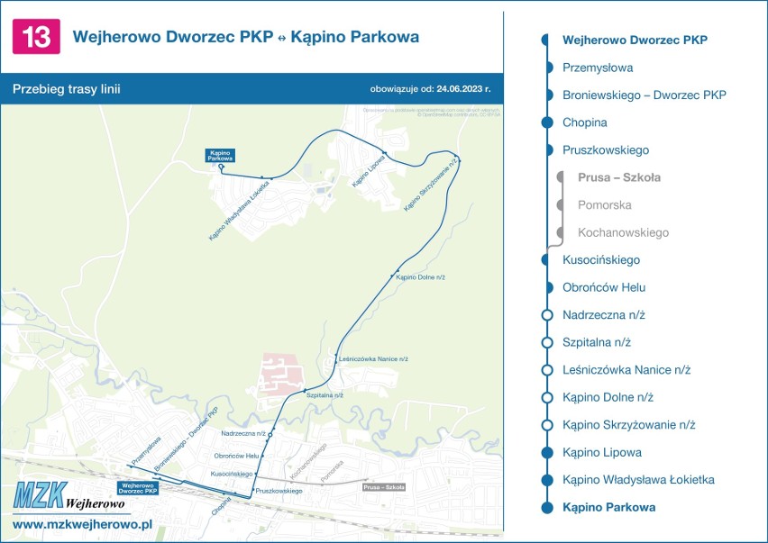 Na liniach 11 i 13 wprowadzone zostają korekty tras