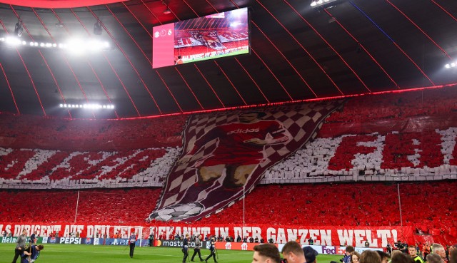 Oprawa kibiców Bayernu Monachium przed półfinałem Ligi Mistrzów.